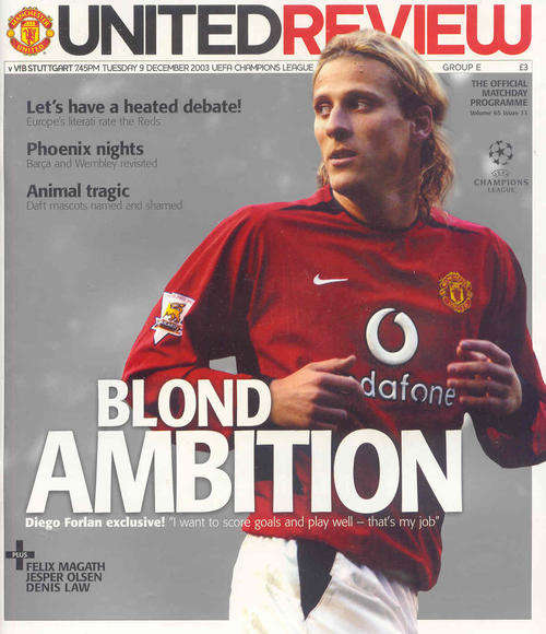 Manchester United v Vfb Stuttgart 2003/04 Champions League Group Stage Match Programme