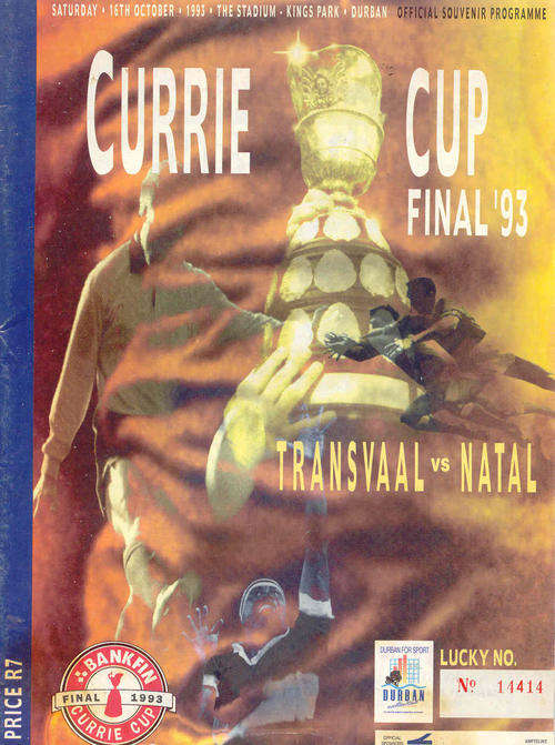 Transvaal v Natal 1993 Currie Cup Final Match Programme