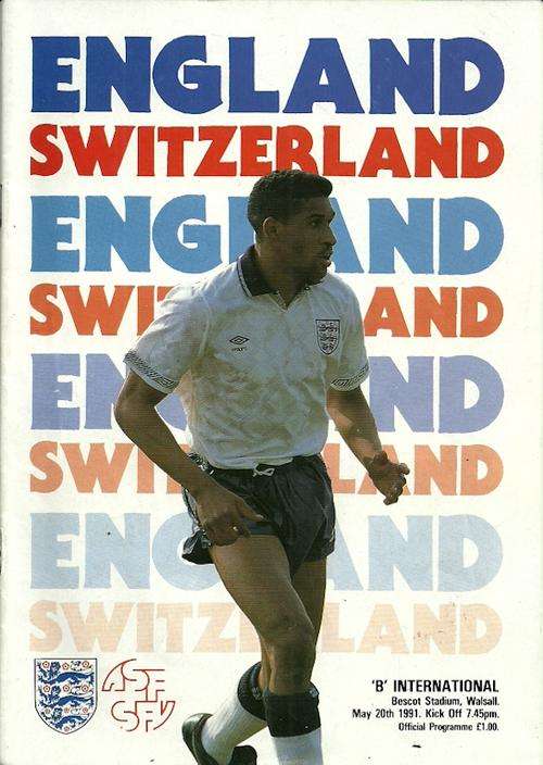 England v Switzerland 1991 `B` International Friendly Match Programme