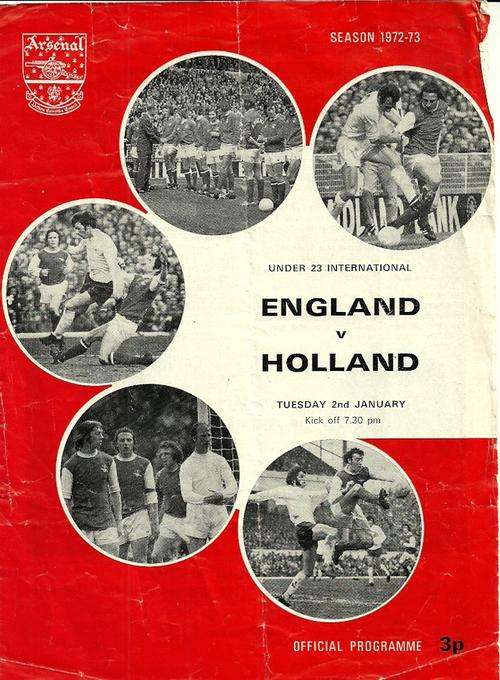 England v Holland 1973 Under 23 International Friendly Match Programme