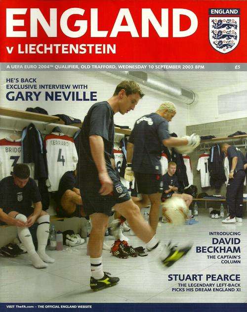 England v Liechtenstein 2003 Euro Cup Qualifier Match Programme