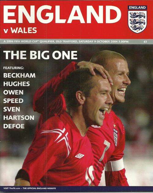 England v Wales 2004 World Cup Qualifier Match Programme