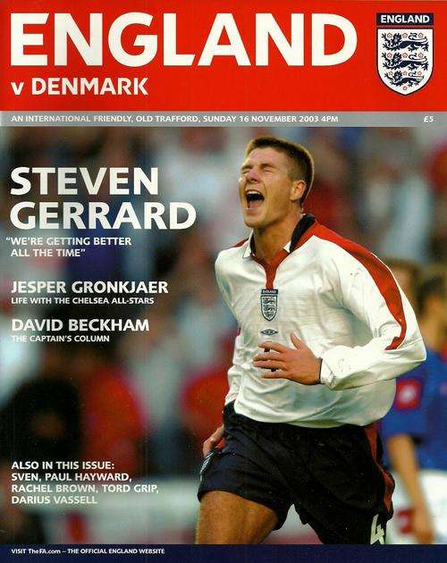 England v Denmark 2003 International Friendly Match Programme