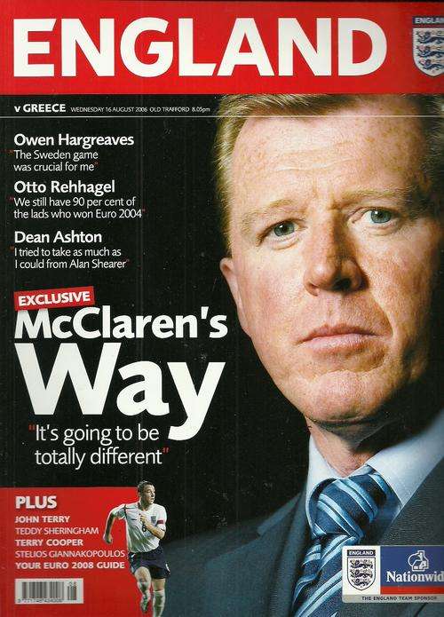 England v Greece 2006 International Friendly Match Programme