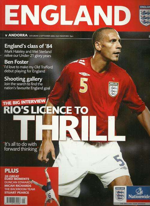England v Andorra 2006 Euro Cup Qualifier Match Programme