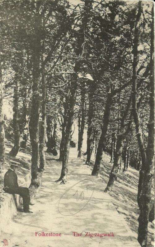 United Kingdom Vintage Postcard - 1909 Folkestone. The Zig-zagwalk