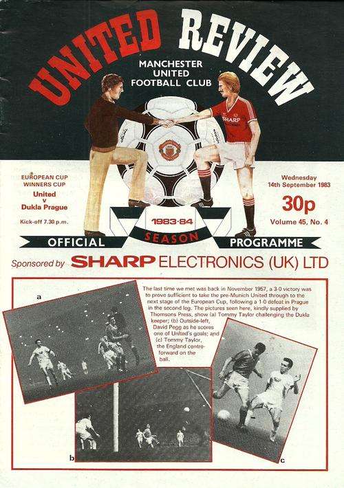 Manchester United v Dukla Prague ( CZE ) 1983/84 European CWC 1st Rnd Official Programme