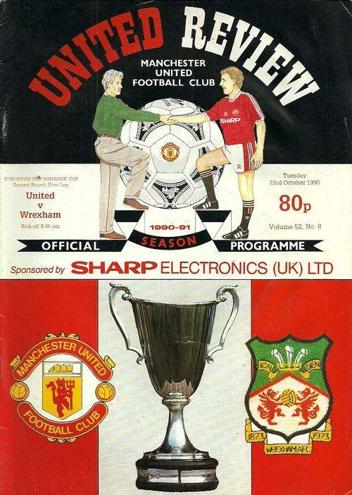 Manchester United v Wrexham ( Wales ) 1990/91 European CWC 2nd Rnd Official Programme