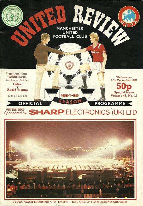 Celtic v Rapid Vienna ( Austria ) 1984/85 European CWC 2nd Rnd Official Programme