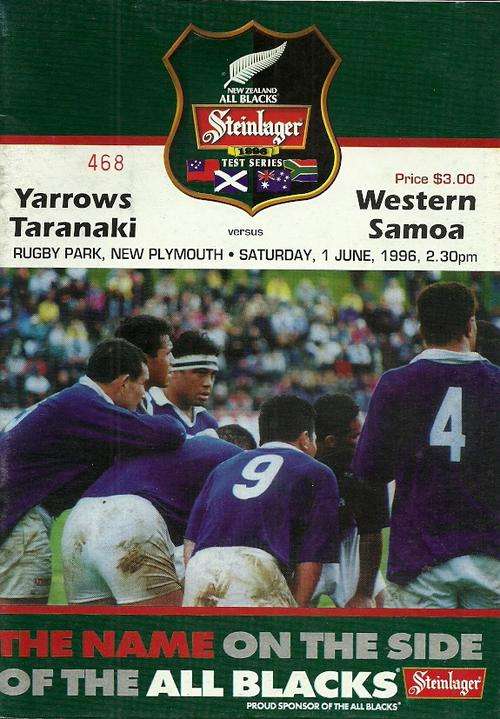 Taranaki v Samoa 1996 Tour Match Programme