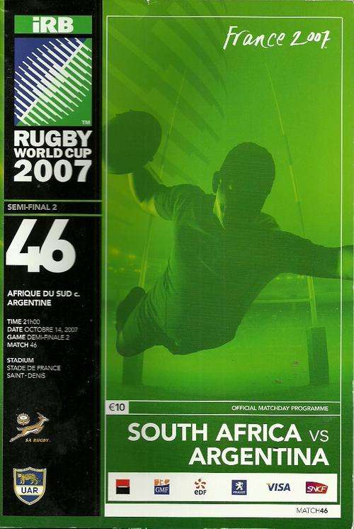 South Africa v Argentina 2007 Rugby World Cup Semi Final Match Programme