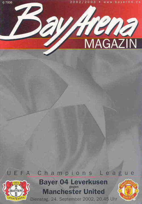 Bayer Leverkusen ( Ger ) v Manchester United 2002/03 Champions League Group Stage Match Programme