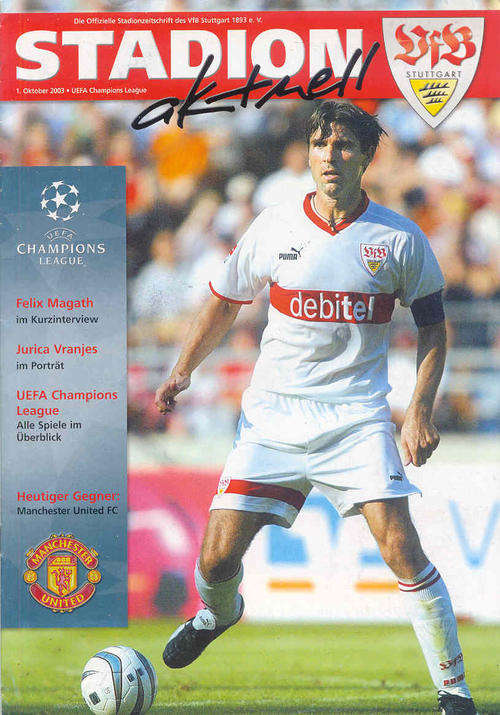 VfB Stuttgart ( Ger ) v Manchester United 2003/04 Champions League Group Stage Match Programme