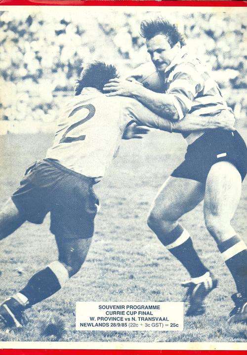 Western Province v Northern Transvaal 1985 Currie Cup Final Match Programme