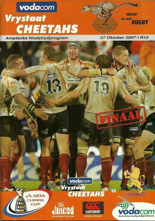 Cheetahs v Lions 2007 Currie Cup Final Match Official Programme