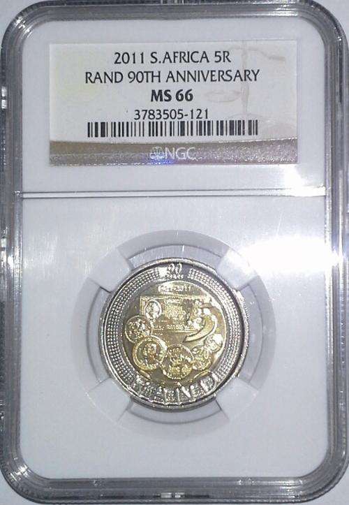 2011 SARB 90th Anniversary R5 Coin NGC Graded MS66