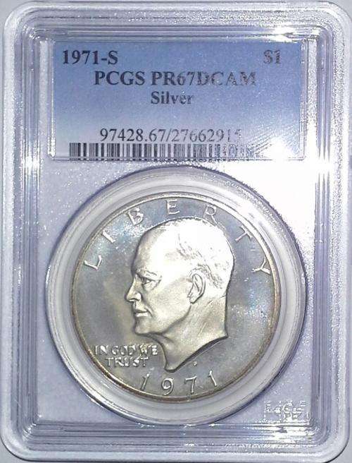 1971-S Eisenhower Dollar Silver Coin PCGS Graded PROOF 67 DCAM