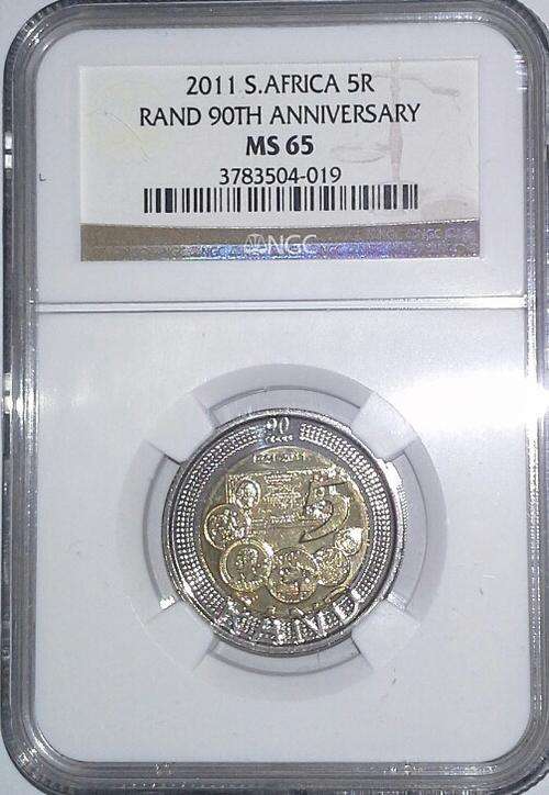 2011 SARB 90th Anniversary R5 Coin NGC Graded MS65
