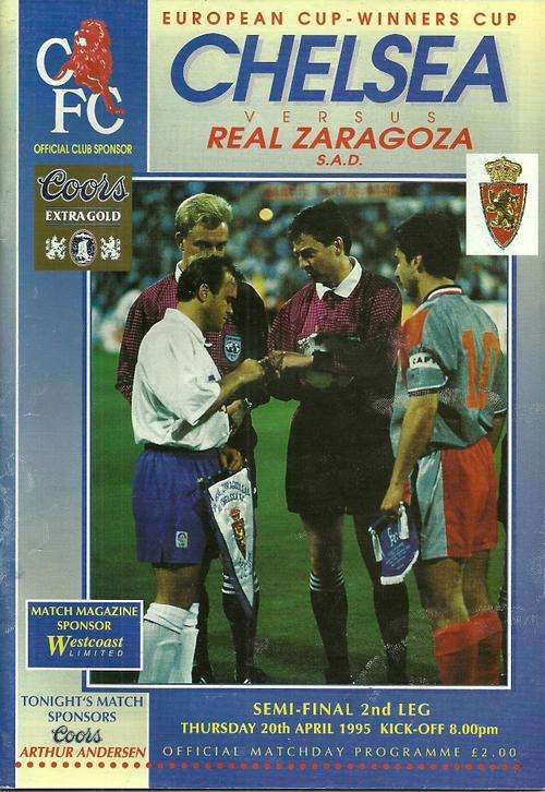 Chelsea v Real Zaragoza 1994/95 European CWC Semi Final 2nd Leg Programme