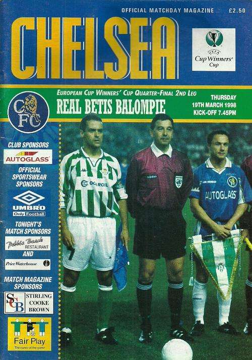Chelsea v Real Betis 1997/98 European CWC 1/4 Final 2nd Leg Programme