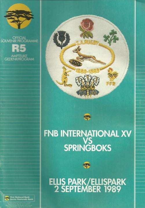 South Africa v FNB International XV 1989 Match Programme