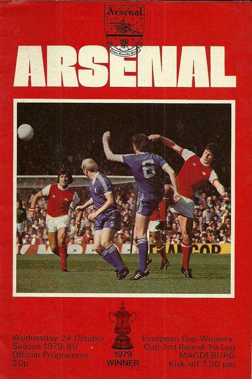 Arsenal v Magdeburg ( East Germany ) 1979/80 European CWC 2nd Rnd 1st Leg Programme
