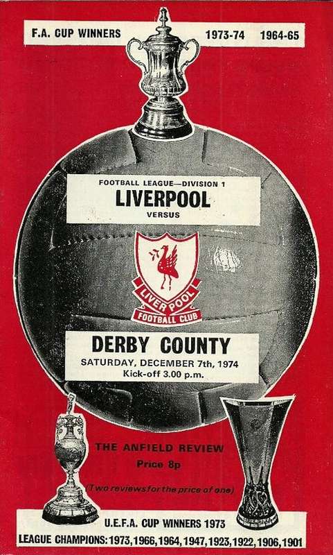Liverpool v Derby County 1974/75 League Divison 1 Match Programme