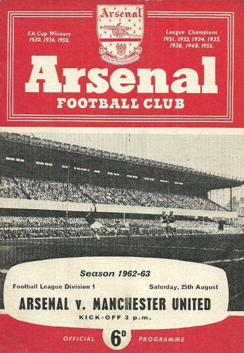Arsenal v Manchester United 1962/63 League Divison 1 Match Programme