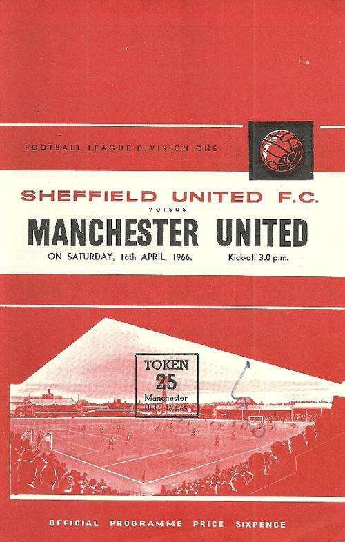 Sheffield United v Manchester United 1965/66 League Divison 1 Match Programme