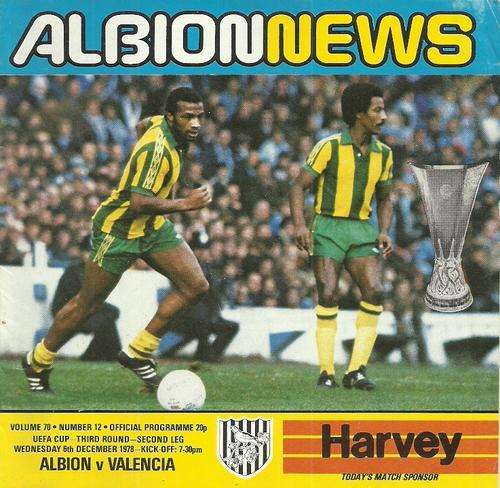 WBA v Valencia ( Spain ) 1978/79 UEFA Cup 3rd Rnd 2nd Leg Match Programme