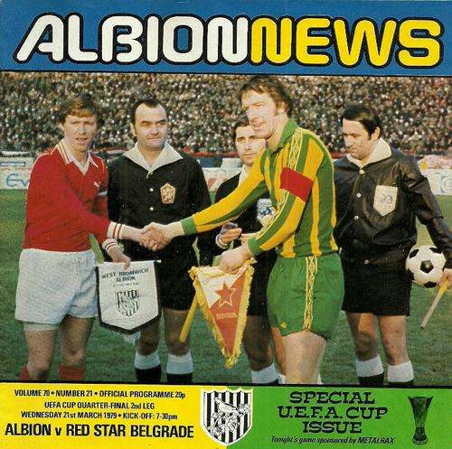 WBA v Red Star Belgrade ( Yugoslavia ) 1978/79 UEFA Cup 1/4 Final 2nd Leg Match Programme