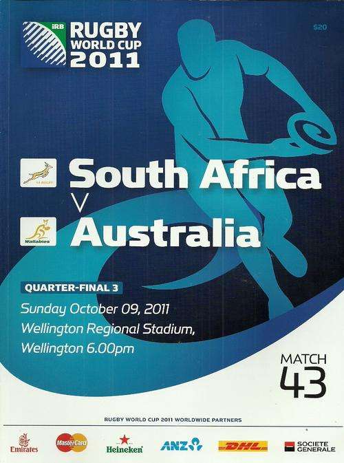 South Africa v Australia 2011 RWC Quarter Final Match Programme