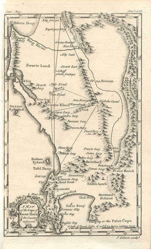 1755 Vintage Map of the Cape of the Good Hope & the Country adjacent
