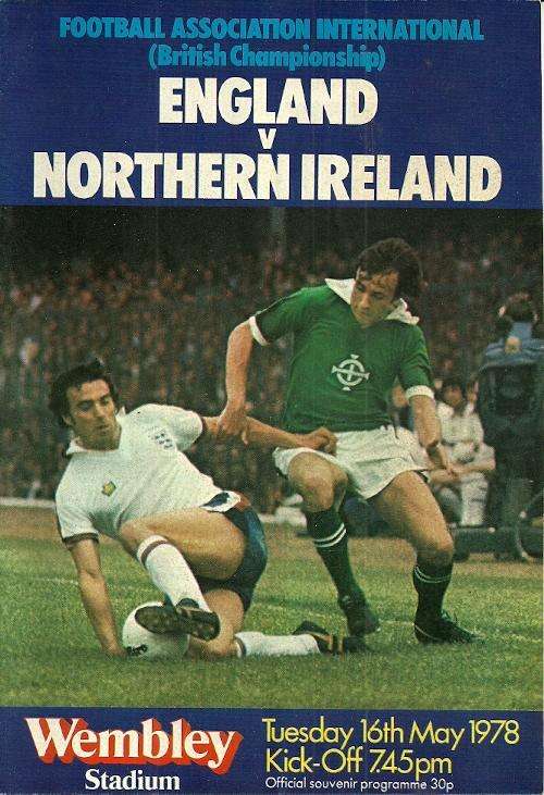 England v Northern Ireland 1978 British Championship Match Programme