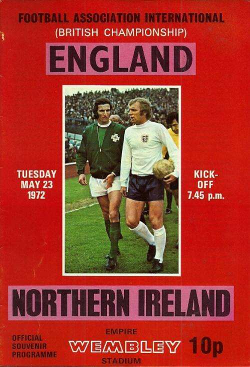 England v Northern Ireland 1972 British Championship Match Programme