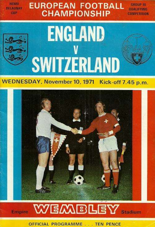 England v Switzerland 1971 European Cup Qualifying Round Match Programme