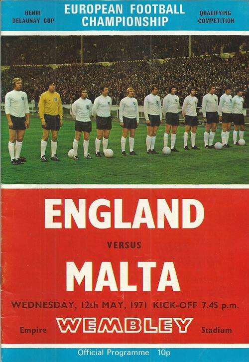 England v Malta 1971 European Cup Qualifying Round Match Programme