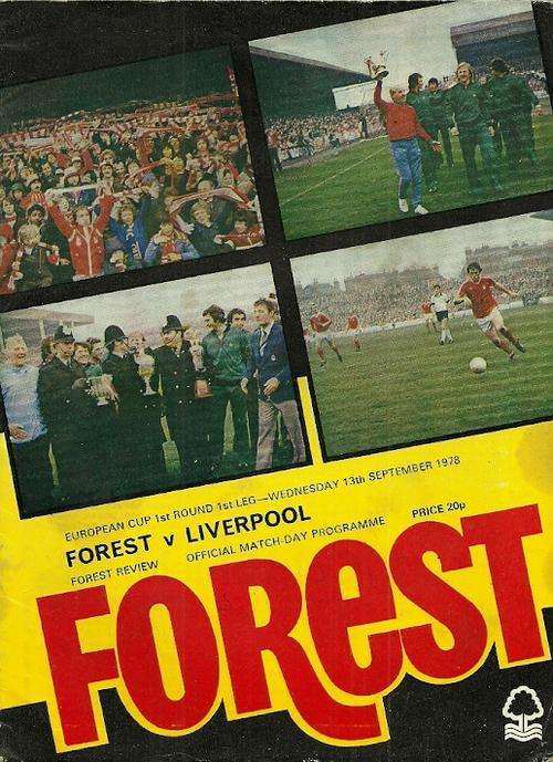 Nottingham Forest v Liverpool 1978/79 European Cup 1st Rnd 1st Leg Match Programme