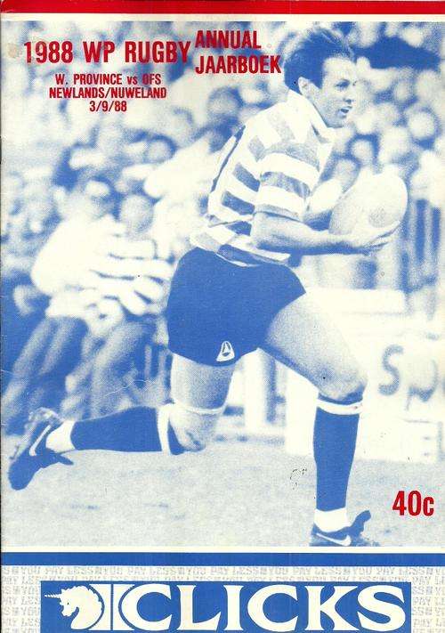 W.P. Rugby Annual / Western Province v Free State 1988 Currie Cup Match Programme