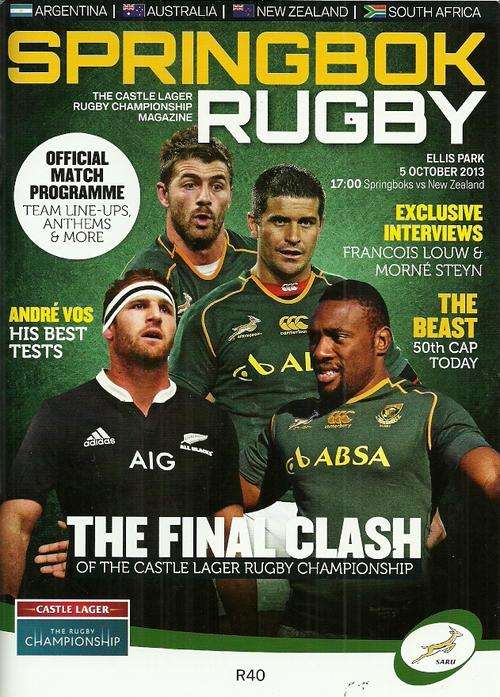 South Africa v New Zealand 2013 Rugby Championship Match Programme