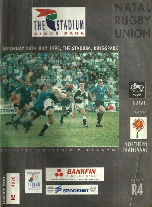 Natal v Northern Transvaal 1993 Currie Cup Match Programme