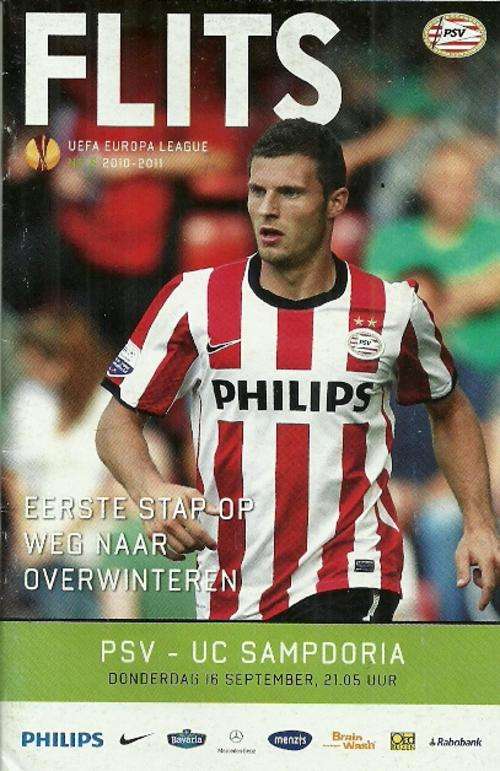 PSV Eindhoven v Sampdoria ( Italy ) 2010/11 Europa League Group Stage Programme