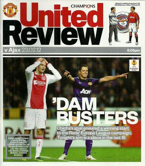 Manchester United v Ajax  2011/12 Europa League Round of 32, 2nd Leg Programme