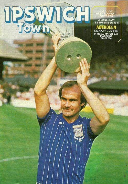 Ipswich Town v Aberdeen ( Scotland ) 1981/82 UEFA CUP 1st Rnd, 1st Leg  Programme