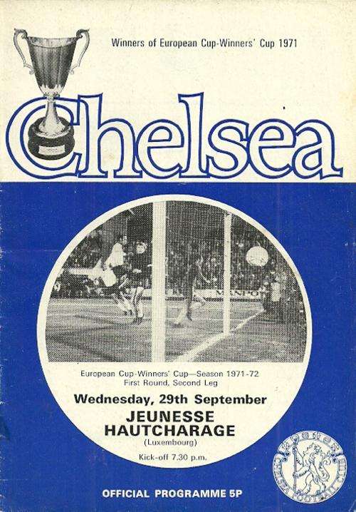 Chelsea v Jeunesse ( Luxembourg ) 1971/72 European CWC 1st Rnd, 2nd Leg Match Programme