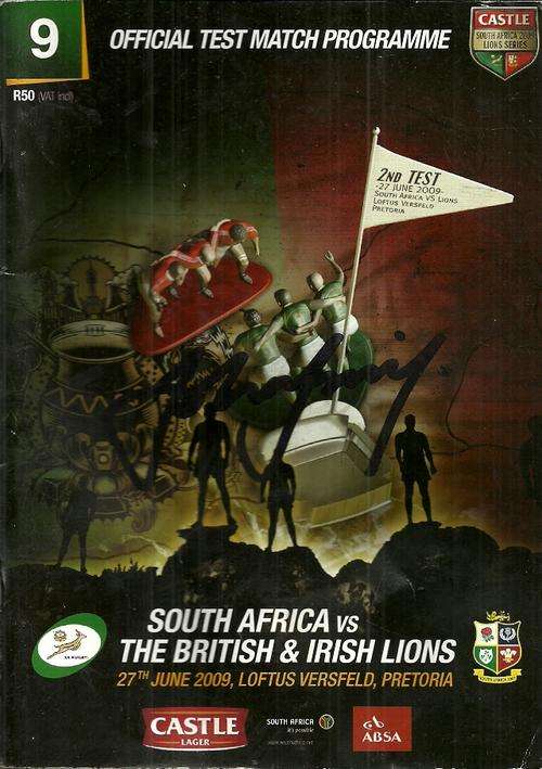 South Africa v British Lions 2009 2nd Test Match Programme - Autographed by John Smit