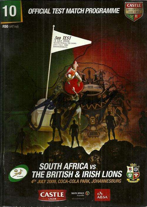South Africa v British Lions 2009 3rd Test Match Programme - Autographed by John Smit