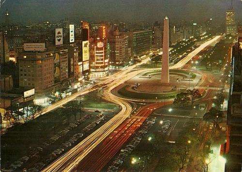 Night View of 9th of July Avenue, Buenos Aires - Argentina Postcard