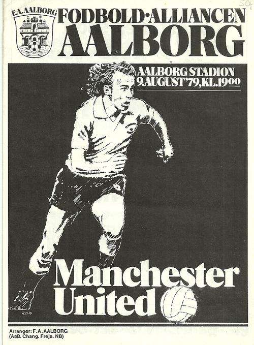 AAlborg ( Denmark ) v Manchester United 1979 Pre Season Friendly Match Programme ( Rare )