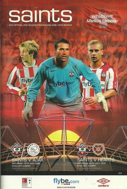Southampton v Ajax ( Holland ) / Southampton v Hearts ( Scotland ) 2009 Friendly Matches Programme